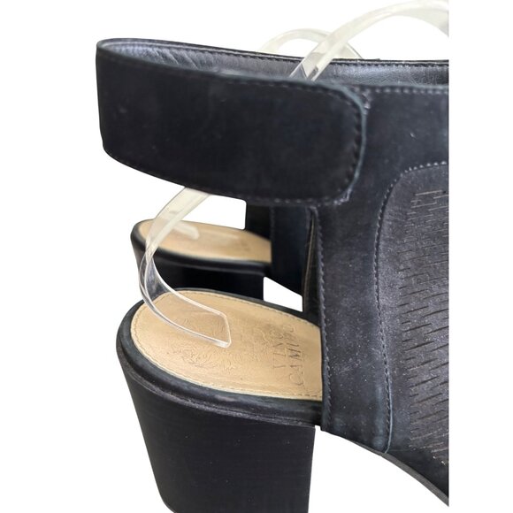 Vince Camuto Womens Lavette Black Leather Laser Cut Open Toe Sandal - Picture 5 of 11